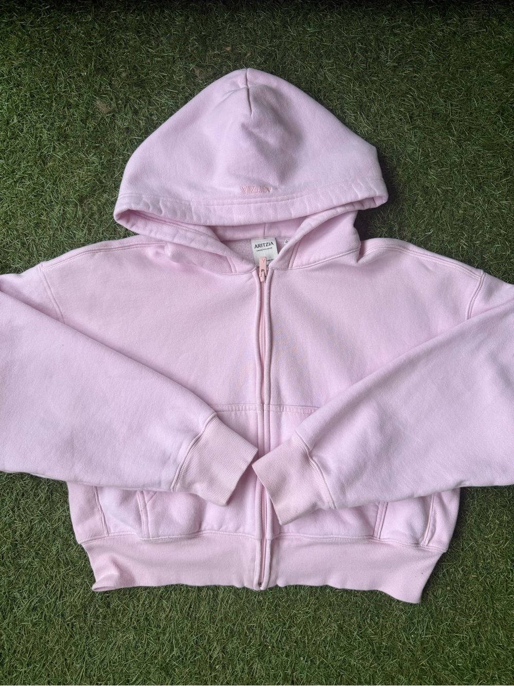 ARITZIA VILLA PINK Cozy Sweatfleece Boyfriend Boxy Zip Hoodie